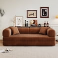 thumbnail image 3 of Convertible Floor Sofa Bed, 78.8" Compression Futon Couch Sleeper with Pillow Back Support, Corduroy Fabric Modular Sectional Loveseat for Living Room, Bedroom, Apartment, Brown, 3 of 9