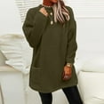 thumbnail image 6 of LEAVINGSUO Blouses for Women 2023 Womens Plus Size $5 Women's Round- Neck and Winter Loose Solid Pocket Warm Long Sleeve Blouse Tops Army Green XL, 6 of 6