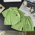 thumbnail image 2 of Quealent Boys' Outfit Sets Henley T Shirts with Short Air Conditioned Clothing Cartoon Printed 2PC Sets for Kid (Green, 9-10 Years), 2 of 6