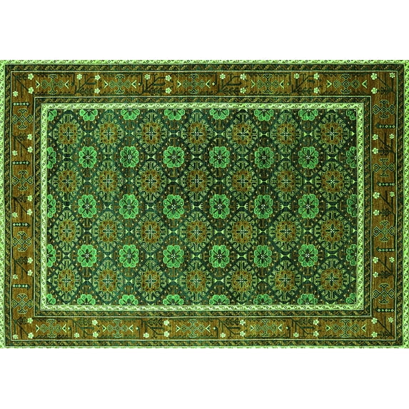 Ahgly Company Indoor Rectangle Oriental Green Industrial Area Rugs, 3' x 5'
