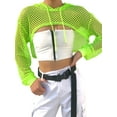 thumbnail image 5 of Douhoow Women Neon Mesh Fishnet Cover Up Long Sleeve Perspective Cropped T-Shirts, 5 of 9