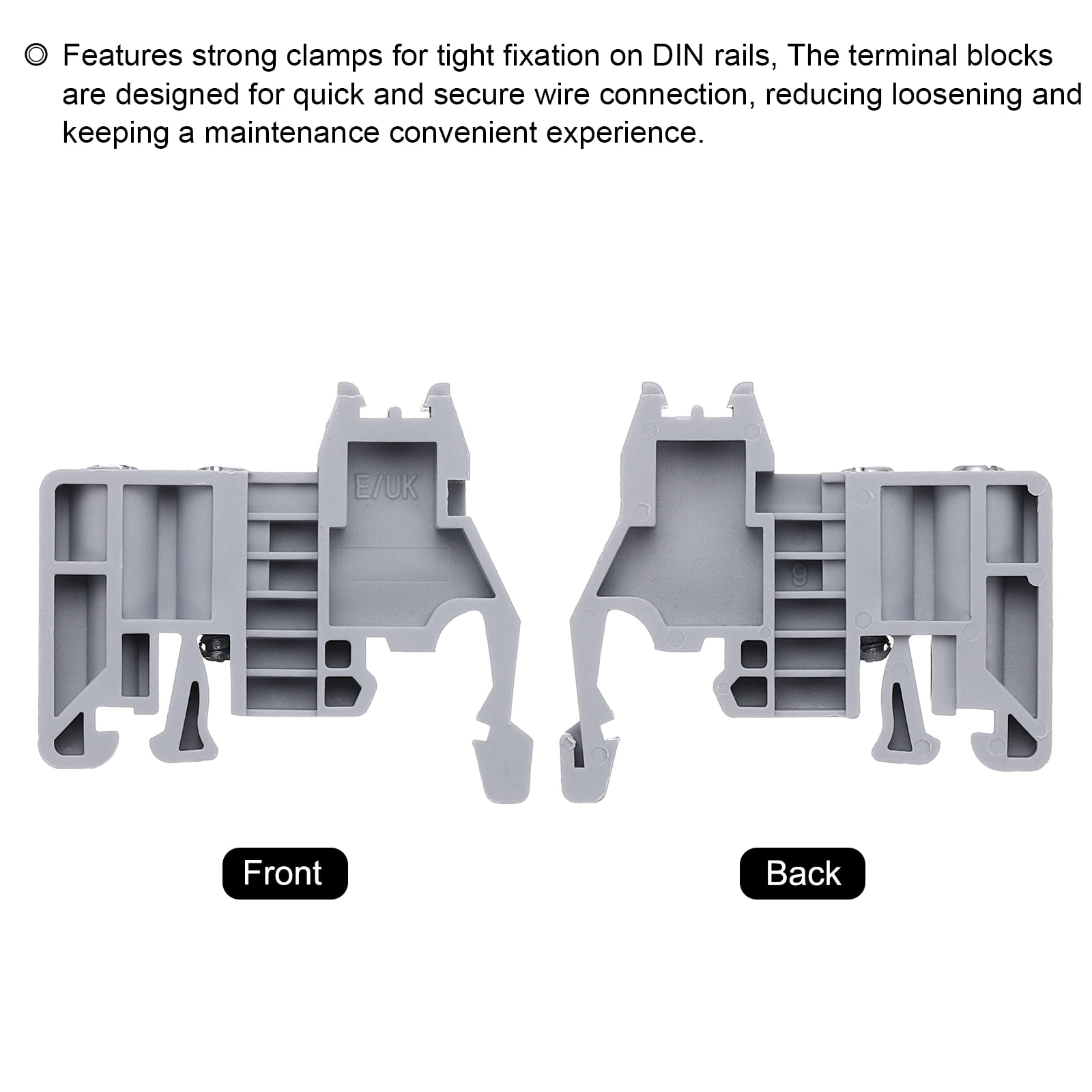 Uxcell Terminal Blocks 80 Pack E-UK Rail Mount Fuse Holder Screw Terminal Block Wire End Bracket Stopper Din Rail Screw for DIY Electronic Circuits Machine Appliances, Gray