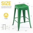 thumbnail image 2 of 24 inch High Barstools Set of 2, Counter Height Metal Bar Stools, Indoor/Outdoor Stackable Bartool Industrial Backless Stools(Green), 2 of 8