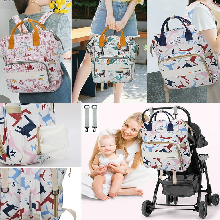 Bear Floral Print Small Baby Diaper Bag Stroller Bag Organizer