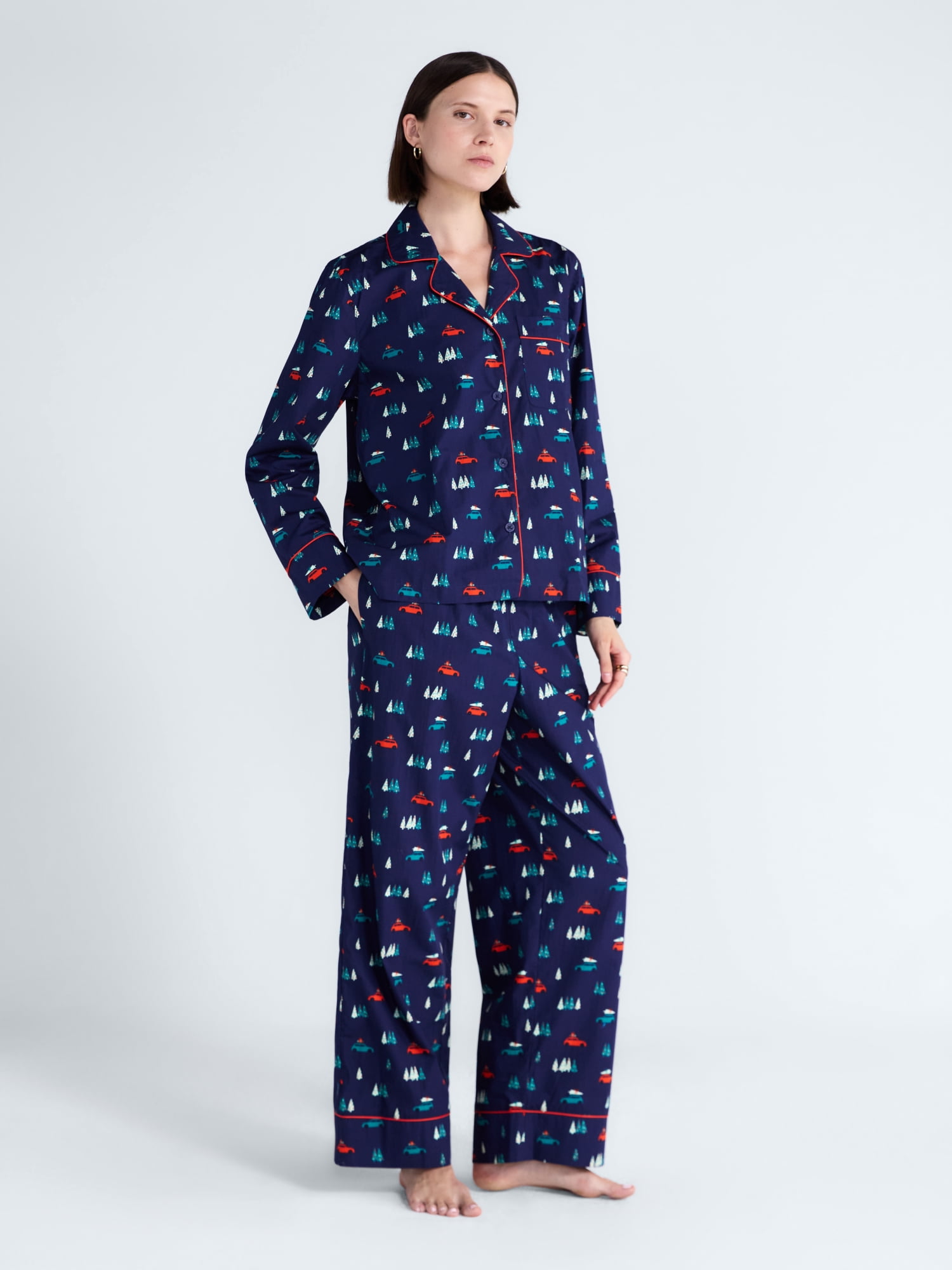 Free Assembly Matching Family Pajamas Women’s and Women's Plus Top and Pants Gift Set, 2-Piece, Sizes XS-3X
