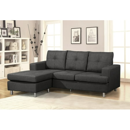 US Pride Furniture Amador Linen Fabric Reversible Left or Right Sectional Sofa, Dark