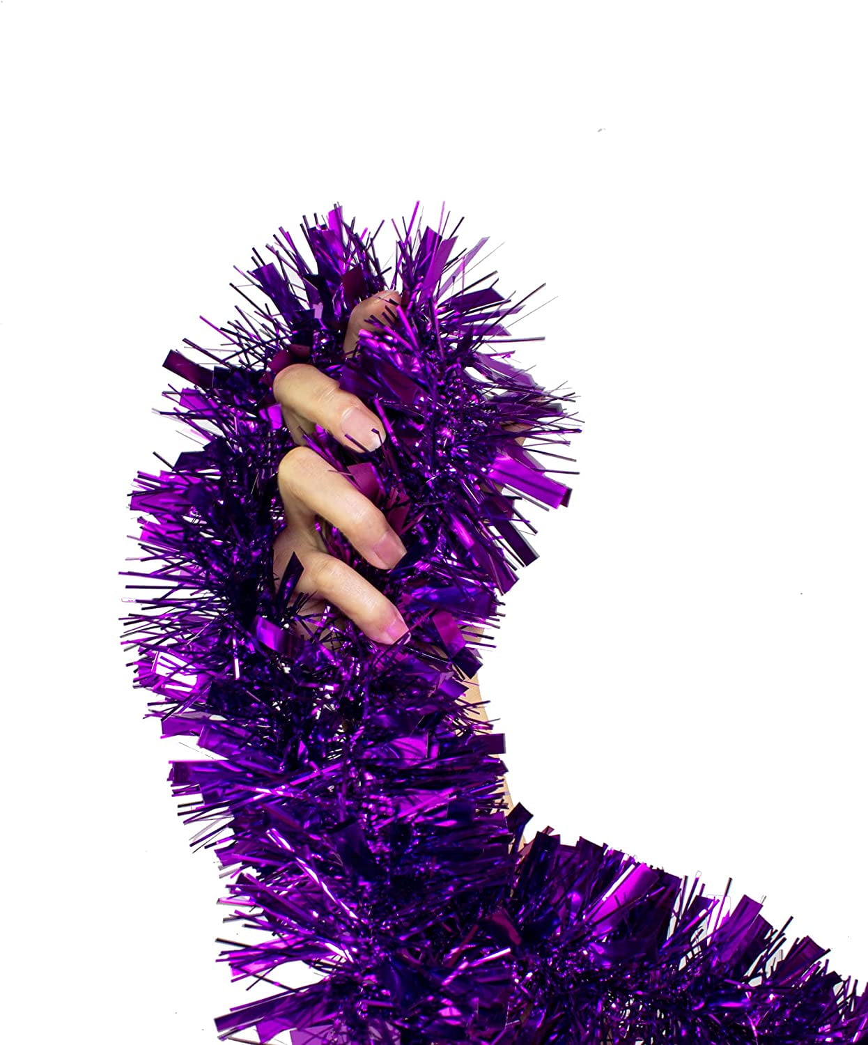 SANNO Purple Tinsel Garland Wide Cut Metallic Streamers Shiny Sparkly