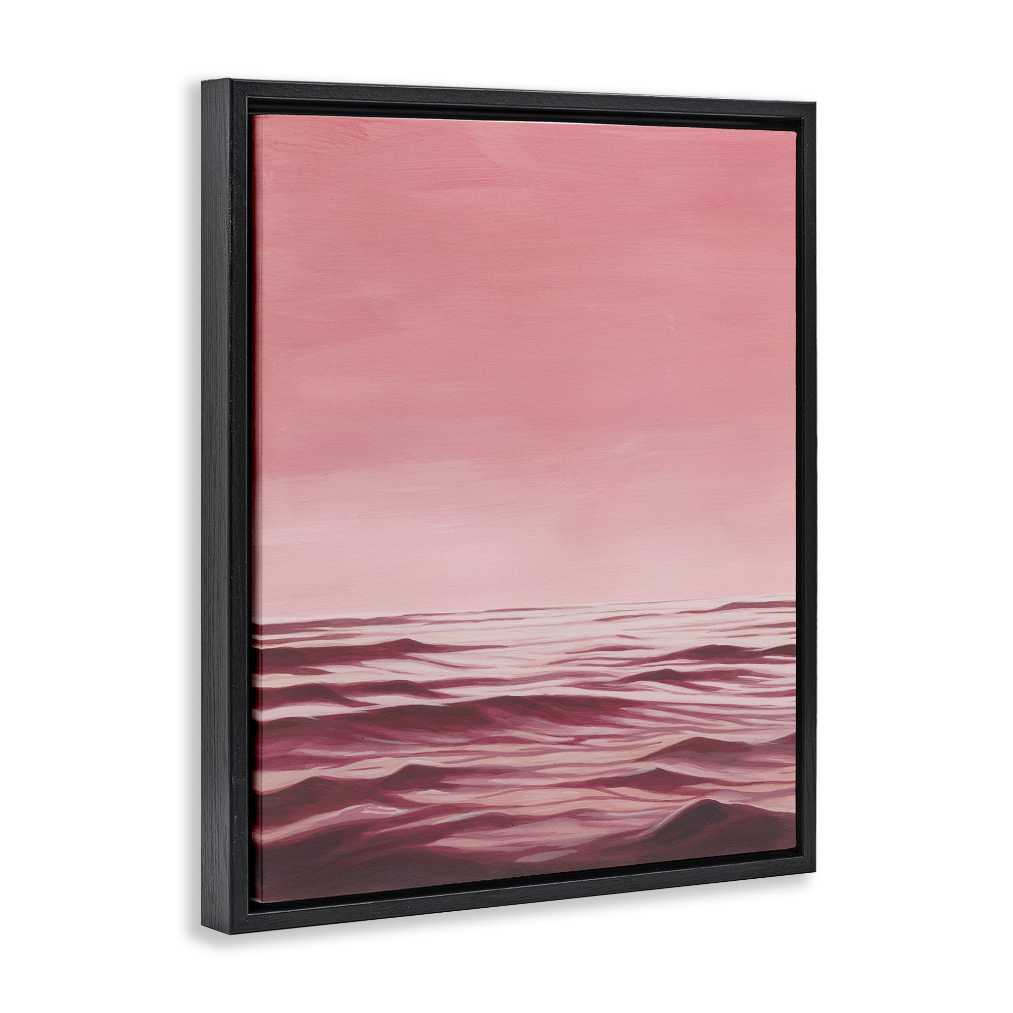 Stupell Industries Pink Ocean Ripples Coastal Painting Black Floater Framed Canvas Art Print Wall Art, 25 x 31