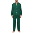 thumbnail image 3 of WULMLEO 2 Piece Pajama Sets Men Solid Fall V Neck Button Down Long Sleeve Blouses Wide Leg Palazzo Pants Suit Casual Fashion Outfits Loose Fit Y2k Sleepwear Set Dark Green XL, 3 of 10
