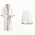 thumbnail image 4 of WAGUTH Mens Bathrobe Set Satin Printed Kimono Robe & Shorts with Belt Lightweight Soft Loungewear, 4 of 6