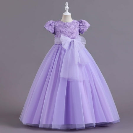 

Tejiojio Girls and Toddlers Soft Cotton Clearance Kids Dress Girls Sleeveless Princess Dress Bow Tie Lace Flowers Mesh Dress Tufted Dress