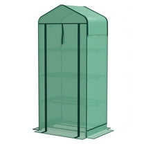 Mini Greenhouse, 4 Tier Portable Greenhouse with PE Cover, UV Protection, Roll-Up Door, Green - Indoor Outdoor Plant Grow House for Garden, Patio, Balcony