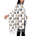 thumbnail image 3 of Rateoe Coffee To Go Pattern Women's Traditional Scarf Wrap Tassel Shawl Fringes Neck Head Shawl Retro Scarf, 3 of 8