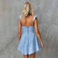 thumbnail image 5 of Chouyatou Denim Dress for Women Ruffle Adjustable Strap Sleeveless Backless Babydoll Mini Jean Dresses, 5 of 6