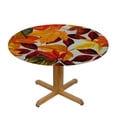 thumbnail image 3 of HAOXIT  Fall Tablecloth Round  Yellow Orange Autumn Leaves Table Cloth Washable Spillproof Wrinkle Resistant Fabric Table Cover for Indoor Outdoor Kitchen Dinning 46-50, 3 of 8