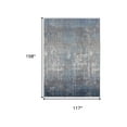 thumbnail image 4 of HomeRoots 512130 10 x 13 ft. Blue Gray & Silver Abstract Power Loom Distressed Rectangle Area Rug with Fringe, 4 of 4