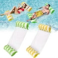 thumbnail image 1 of 2 Pieces Foldable Inflatable Floating Bed, Water Hammock, Lounger Swimming Pool Lounge Air Mattress(Green + Yellow)_Perfect Gift, 1 of 5