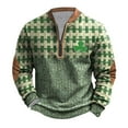 thumbnail image 1 of Penkiiy St Patricks Day Shamrock Patch Chest Print 1/4 Zip Sweatshirt XL Multicolor, 1 of 4
