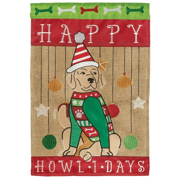 Magnolia Gardens M011503 13 x 18 in. Dog Happy Howlidays Garden Flag