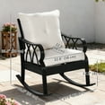 thumbnail image 3 of Outsunny Outdoor Wicker Rocking Chair with Padded Cushions, Khaki, 3 of 10