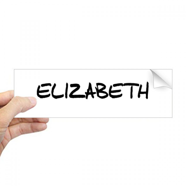 Special Handwriting English Name ELIZABETH Rectangle Bumper Sticker Notebook Window Decal