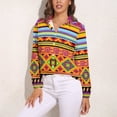 thumbnail image 3 of Africa Ethnic Colorful Pattern Long Sleeve Blouse Woman Streetwear Casual Shirts Summer Oversize Woman Streetwear Clothing Birthday Present, 3 of 7