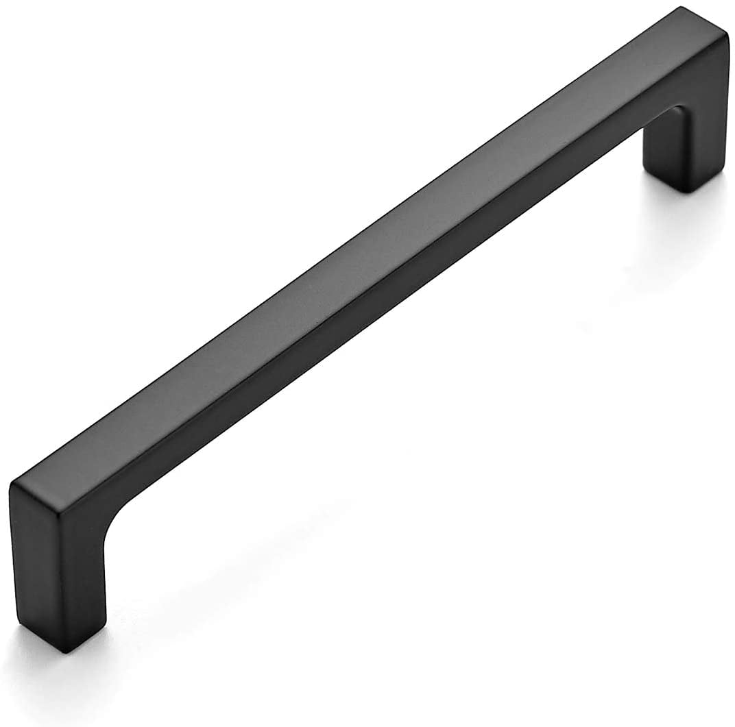 Zoizocp 1 Pack Solid 5 Inch Kitchen Square Handles Matte Black