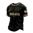 thumbnail image 2 of England 2026 Soccer Cup Fan Jersey for Men, Crewneck Short Sleeve T-Shirt with Crown & Shield Graphic, Lightweight Breathable Athletic Top, 1 PC Black L, 2 of 4