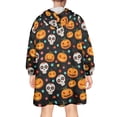 thumbnail image 2 of Halloween Skull Floral Black Wearable Blanket Hoodie, Flannel Oversized Wearable Blanket with Sleeves & with Sleeves & Pockets, Comfort Gifts Ideas for Adult Men Women, 2 of 6