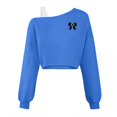 thumbnail image 6 of Edvintorg Sweatshirts for Teen Girls One Shoulder Cropped Sweatshirt Solid Color Long Sleeve Casual Pullover Top Lightweight Little Girls Clothes Size 5-15, 6 of 7