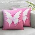 thumbnail image 3 of Creowell Short Plush Throw Pillow Cover Pink Butterfly White, 3 of 5
