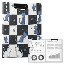 FORMRS A4 Clipboard Folder with Pen Holder Horizontal Foldable School Office Binder, Blue Cat Stars