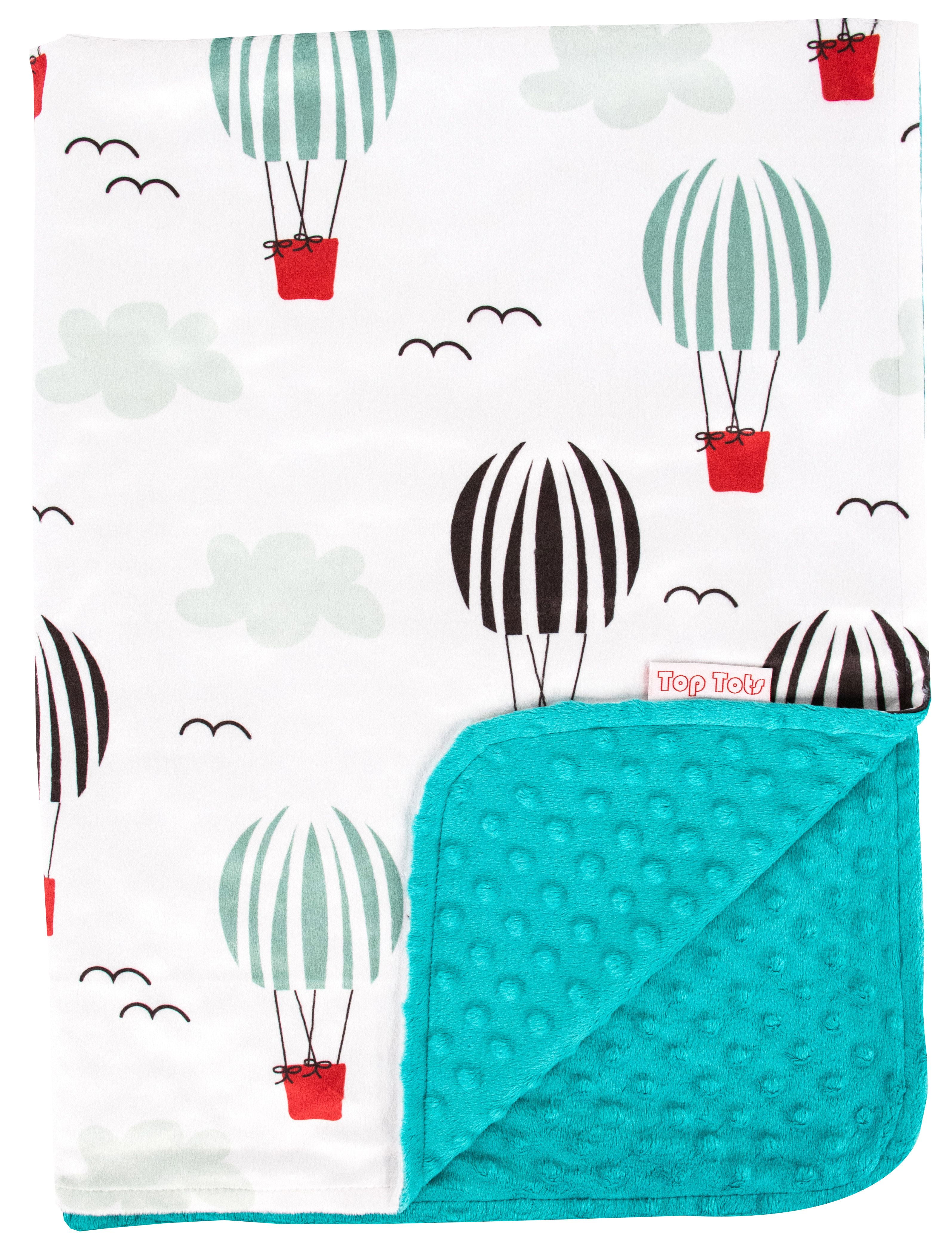 Top Tots Deluxe Minky Baby Blanket for Infant, Striped Balloon, Unisex