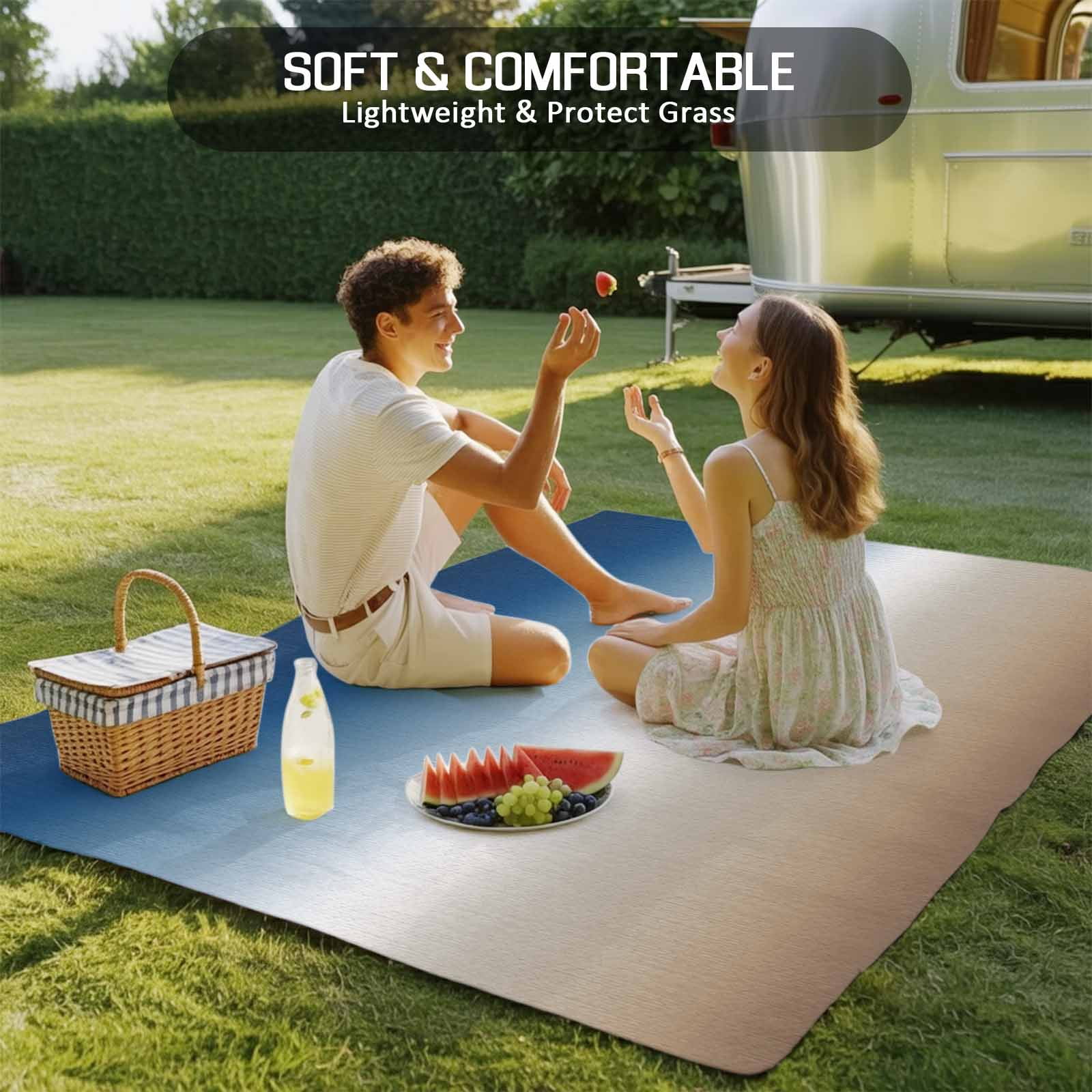 5' x 8' Outdoor Rug, Navy Blue Beige Ombre Cream Outdoor Washable Rug Large Floor Carpet, Modern Abstract Art Aesthetics Non Shedding Area Rug for Outside Patio RV Porch Deck Balcony Camping