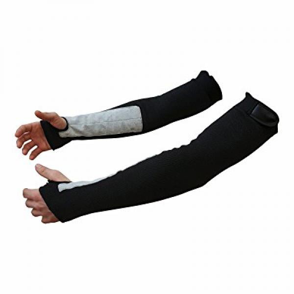 18" Black Cut/Scratch/Heat Resistant Kevlar Arm Sleeves with Thumb Hole 