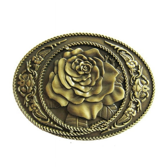 Antique Brushed Bronze Plated Rose Western Oval Belt Buckle Gurtelschnalle