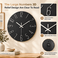 thumbnail image 5 of 12 Inch Wall Clock Silent Non Ticking, Preciser Modern Style Decor Clock for Home, Office, School, Kitchen, Bedroom, Living Room (Black), 5 of 9