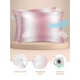 thumbnail image 2 of Pink White Ombre Pillow Cases Queen Size Set of 2, Smooth Satin Pillowcase for Hair and Skin, Romantic Minimalist Modern Art Decorative Cooling Bed Pillow Covers with Zipper, 20x30 Inches, 2 of 5