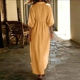 thumbnail image 4 of LIaqionyy Womens Maxi Dresses 3/4 Sleeve Summer Beach Dress V Neck Collar Flowy Cotton Linen Long Sundress, 4 of 7