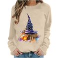 thumbnail image 2 of Women's Magic Potion Witch Hat Sweatshirts Halloween Graphic Pullover Tops Casual Crewneck Long Sleeve Shirts Comfy Fall Clothes Novelty Holiday Apparel, 2 of 6
