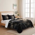 thumbnail image 5 of Quilts Full Size Bedding Set, Wolf Lightweight Quilted Comforter, Mysterious Black Dark Stones Gray Brown Soft Reversible Bedspread Coverlet with Pillow Covers for All Season, 78" x 90", 5 of 9