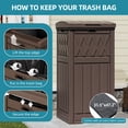thumbnail image 5 of Uforic 32 Gallon Outdoor Trash Can, Waterproof Resin Garbage Bin with Lid & Drip Tray for Porch Backyard Patio, Dark Brown, 5 of 10