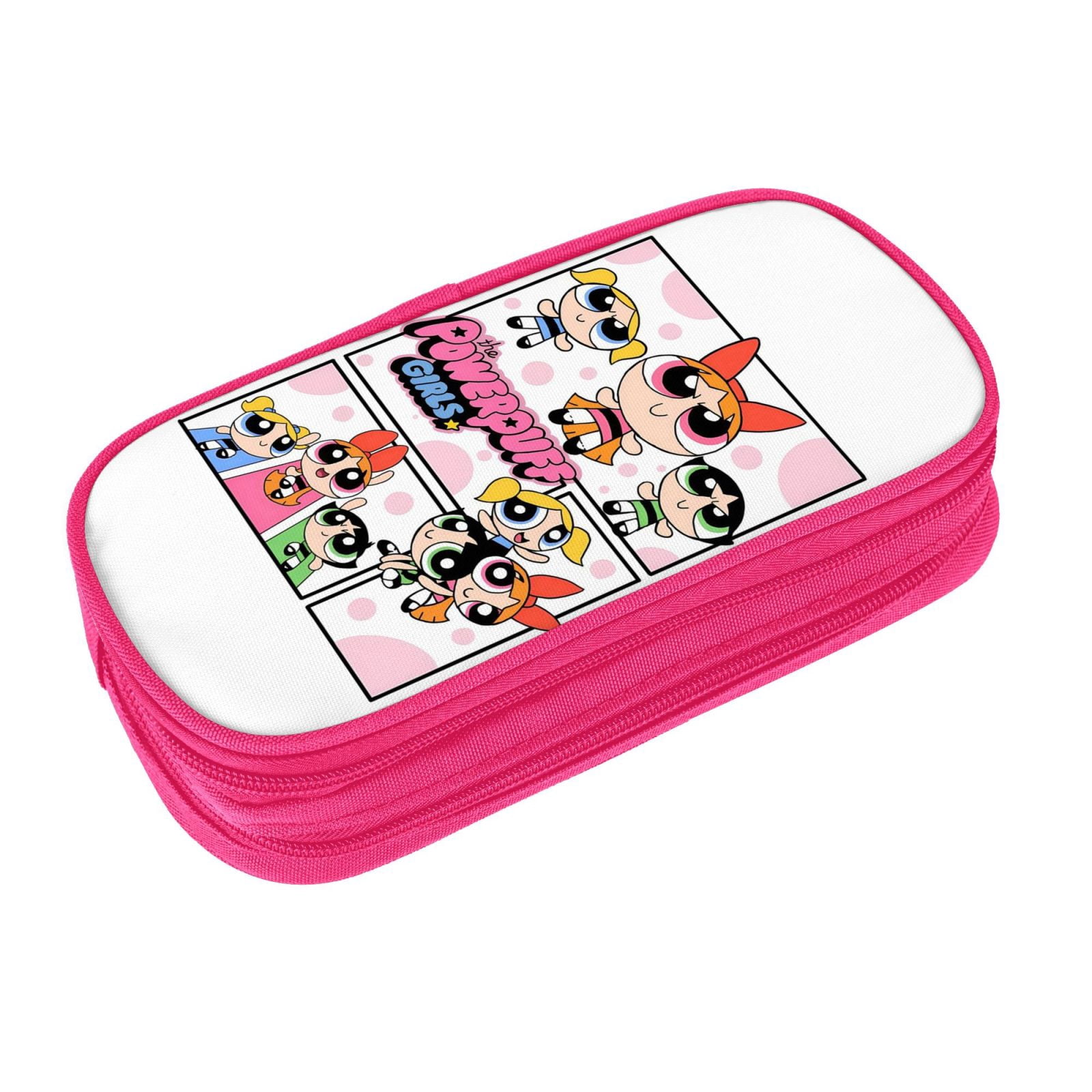 The Powerpuff Gi-rls Pencil Case Large Capacity Pencil Pouch Pen Bag Office Stationery Organizer Travel Makeup Bag Pink