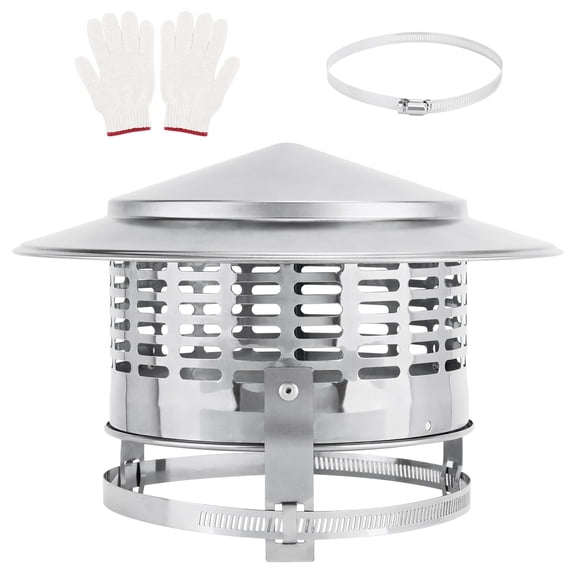 SAN LIKE 6 Inch Cone Top Chimney Cap,Round Chimney Cap Chimney Cover Cap Stainless Steel Chimney Cover Outside Roof Silver Fireplace Screen Cover Exterior Stove Pipe Topper