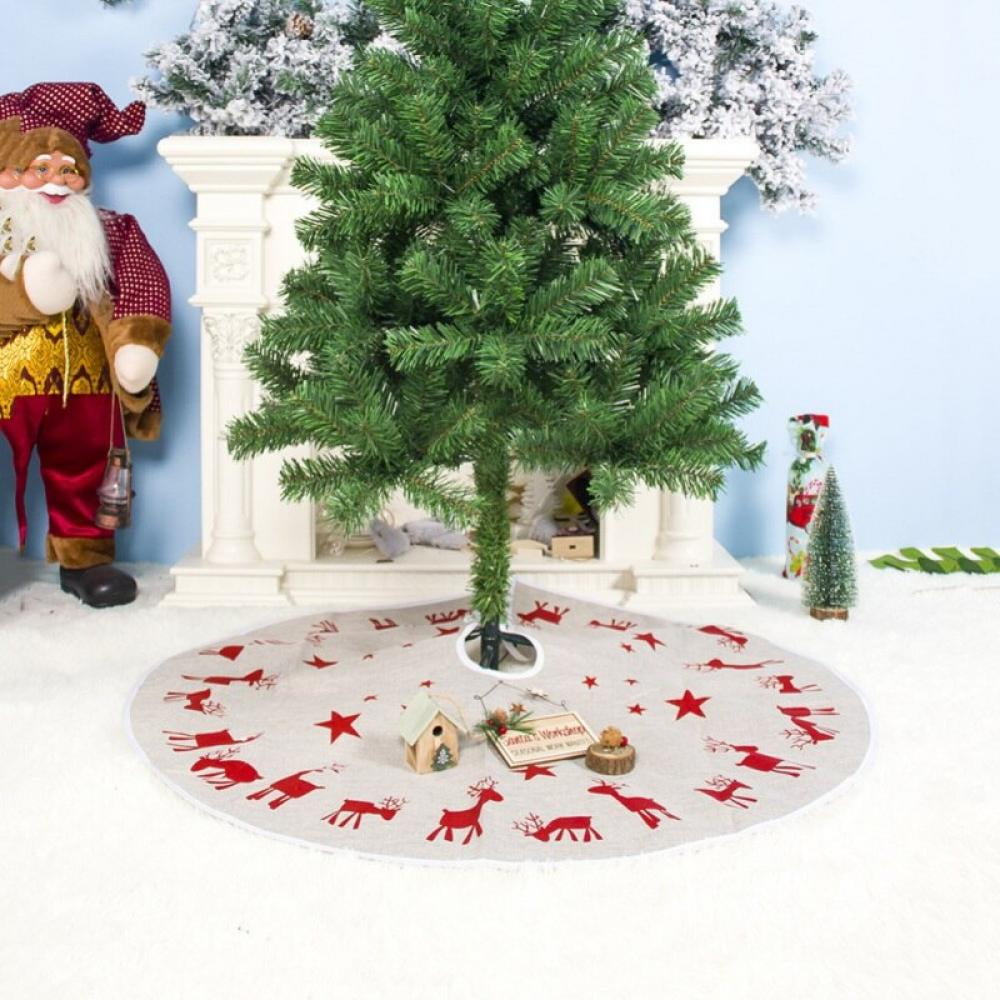 39.3" Vintage Santa Claus Snowman Christmas Tree Skirt Holiday Party Decoration 