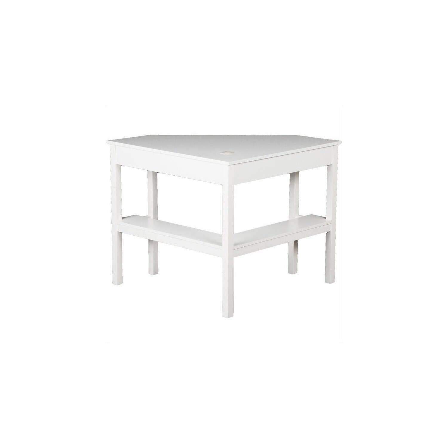 Corner Computer Desk White - Modern L-Shaped Desk with Keyboard Tray & Storage - 48" Wide