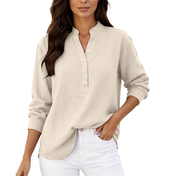 CAIVO Women Plus Size Summer Blouse Long Sleeve Ruffle Button Down Shirt Loose Casual Pullover Tunic Tops Boho Solid Color Back To School Dailywear