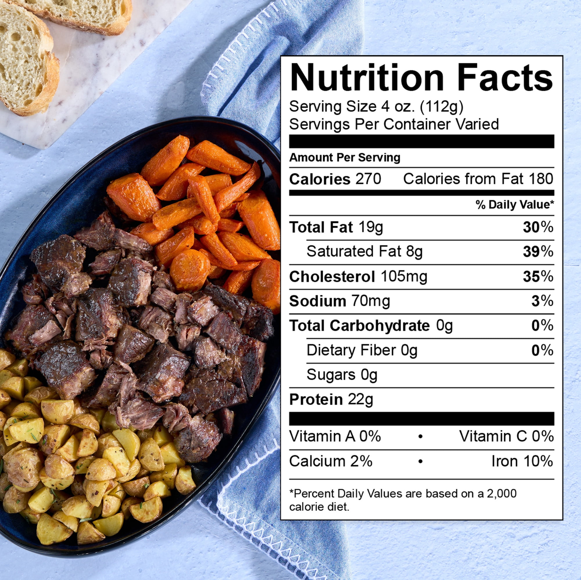Chuck Beef Roast, Tray, Fresh, 2 - 2.70 lb