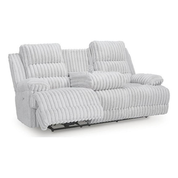 Bowery Hill Contemporary Polyester White Power Reclining Sofa