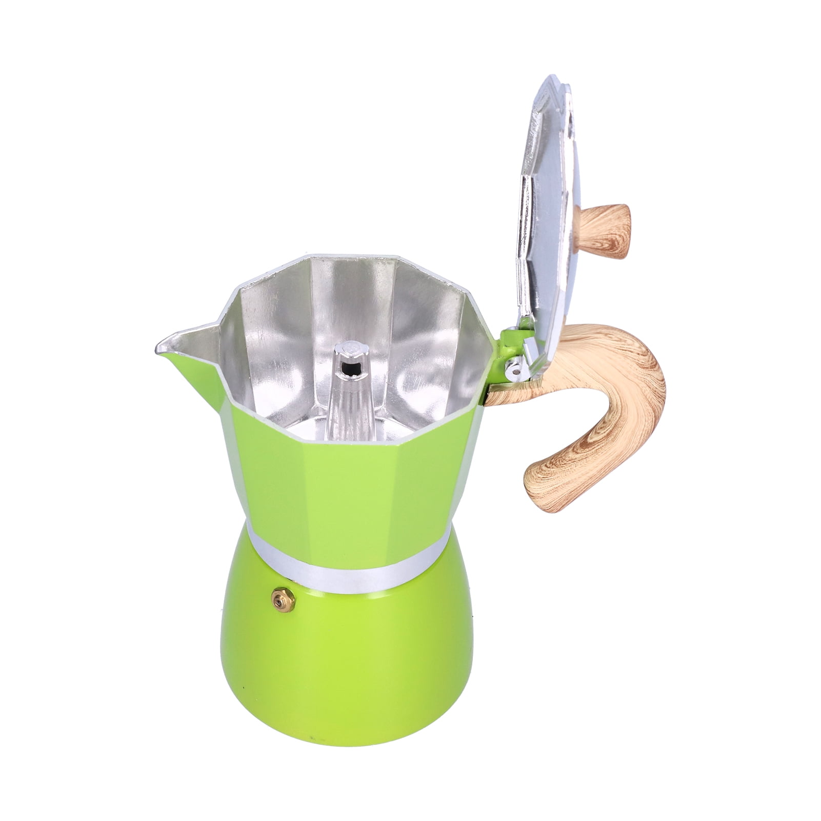 YAHHU 300ML 6-Cup Aluminum Stovetop Espresso Maker, Premium Classic Moka Pot Coffee Kettle for Gas and Camping Stoves, Authentic Italian Style Brewing, Green Color (10.14 oz / 300 ml)
